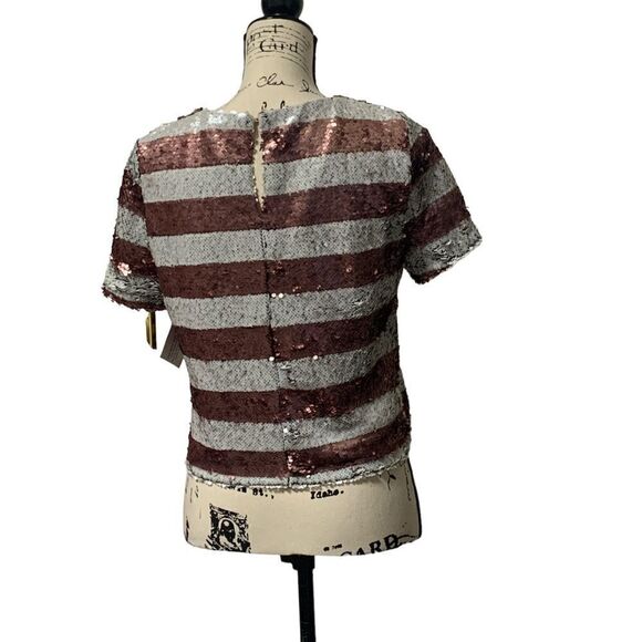 Sequin Striped Crop Top Small GIDDY UP GLAMOUR NWT - Picture 4 of 9